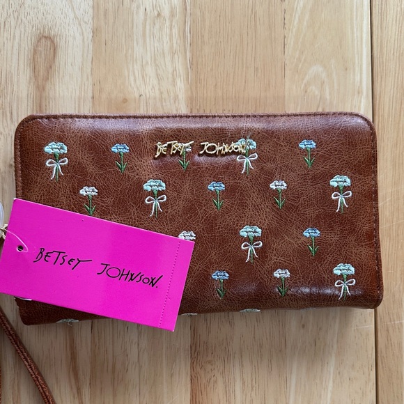 Betsey Johnson Brown Wallet with Floral Embroidery - Picture 1 of 5